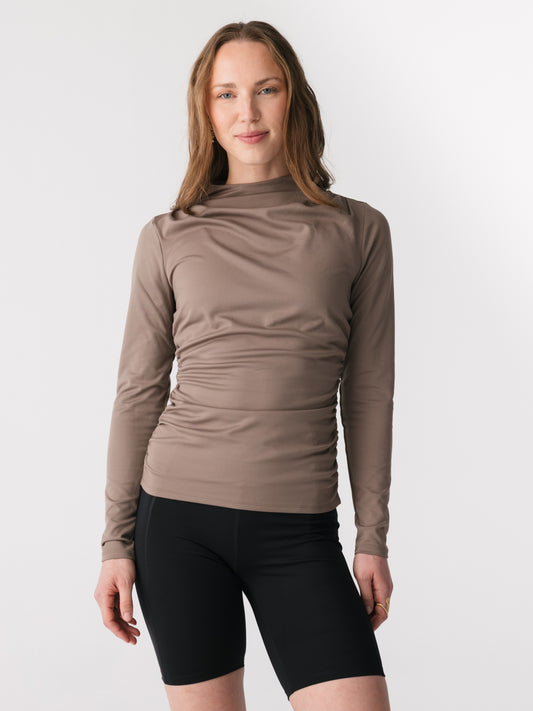 Girlfriend Collective Alessia Gathered Long Sleeve Top - Falcon