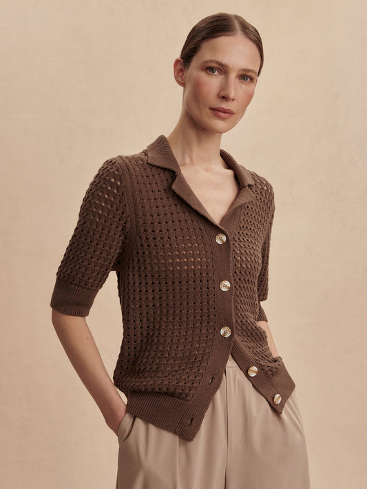 Varley Ellie Knit Shirt - Chocolate Chip