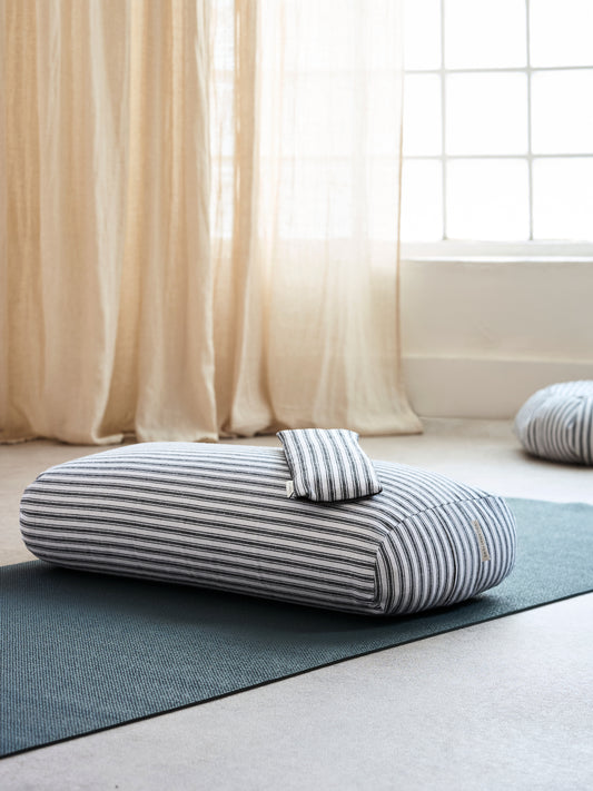 Yogamatters Rectangular Bolster - Anthracite Ticking Stripe