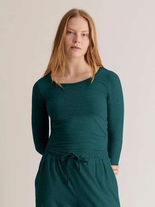 Komodo Darcey Long Sleeved Organic Cotton Top - Teal
