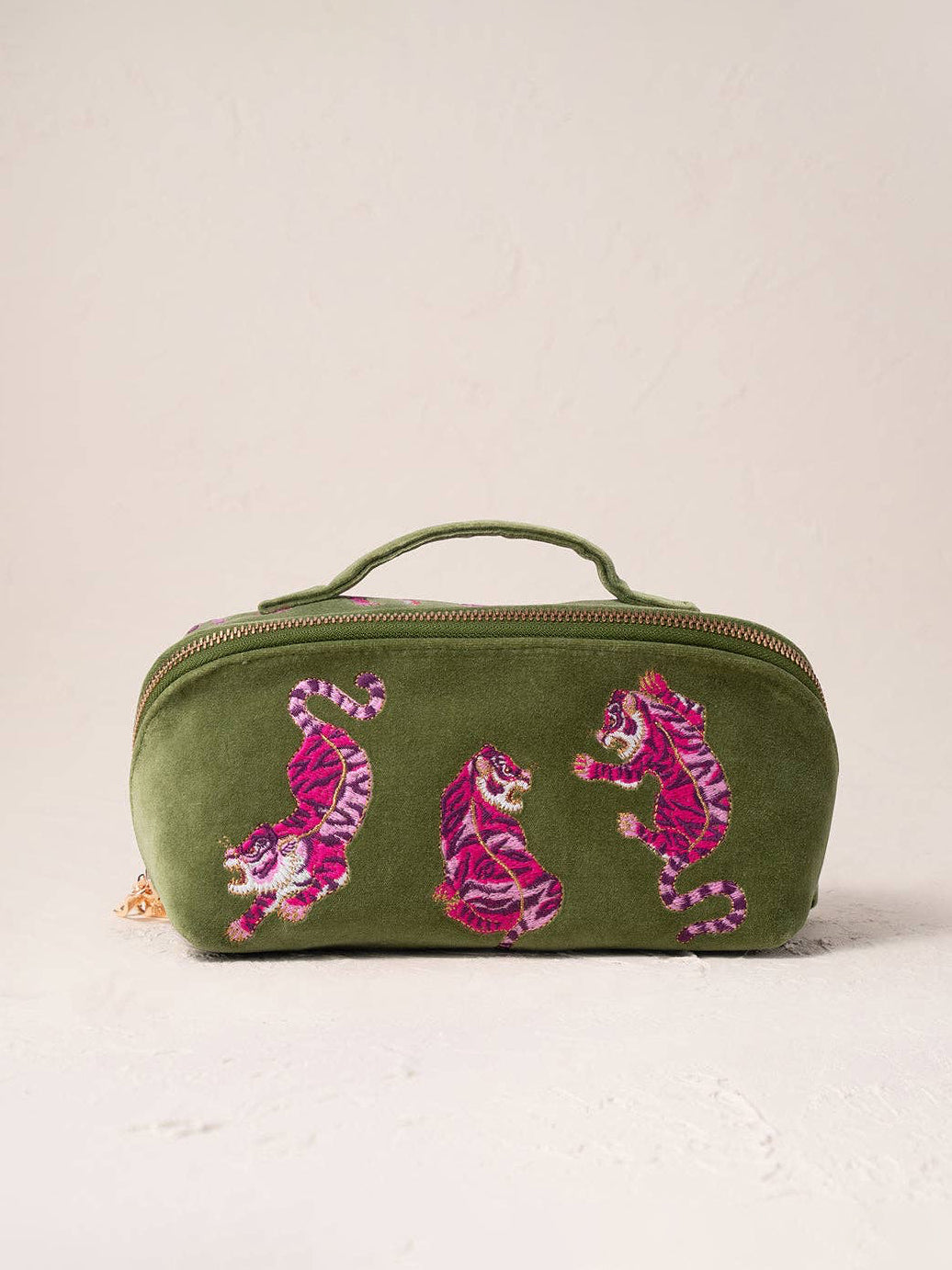 Elizabeth Scarlett Open Flat Makeup Bag - Fern Green Wild Tiger