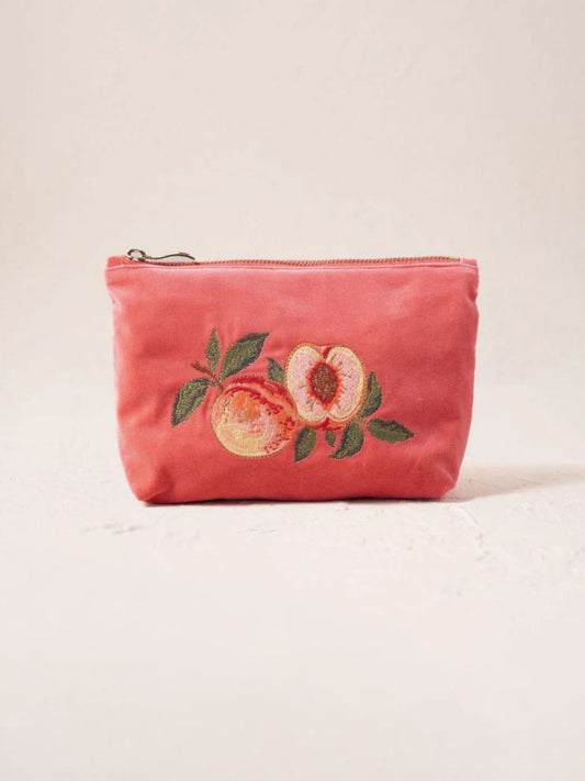 Elizabeth Scarlett Velvet Mini Pouch - Spiced Coral Summer Peach