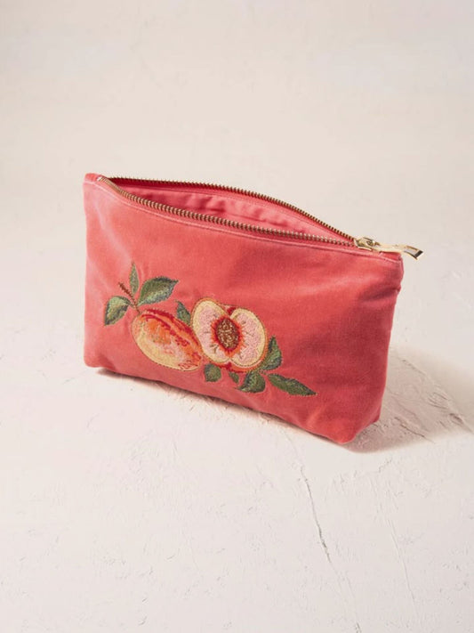 Elizabeth Scarlett Velvet Mini Pouch - Spiced Coral Summer Peach