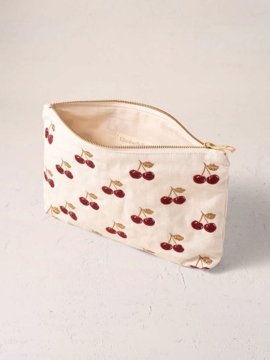 Elizabeth Scarlett Cotton Canvas Everyday Pouch - Cherries Cream