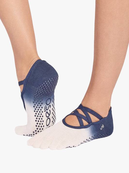 ToeSox Full Toe Elle Grip Socks - Indigo Ombre
