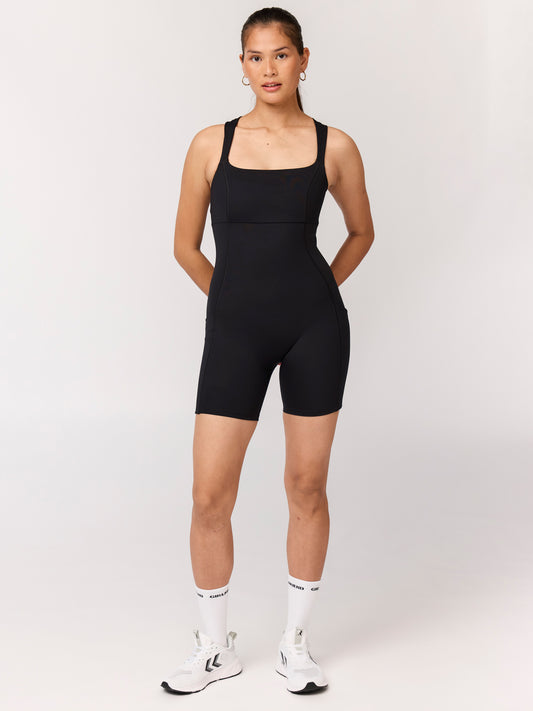 Girlfriend Collective Tina Open Back Unitard - Black