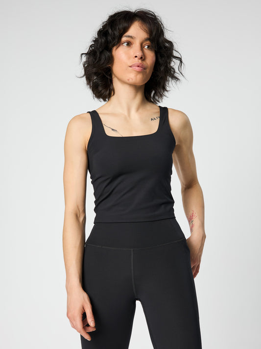 Girlfriend Collective Tommy Square Neck Tank - Black