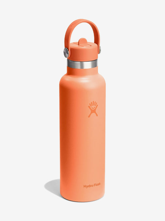 Hydro Flask 621ml (21oz) Standard Mouth Bottle with Flex Straw Cap - Nectar Orange
