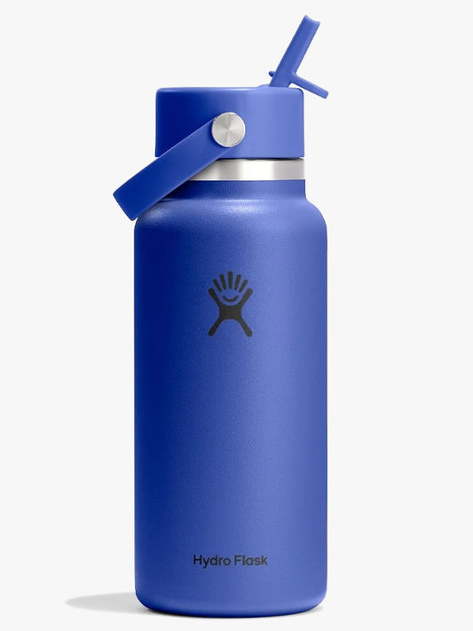 Hydro Flask 946ml (32oz) Wide Mouth Flex Straw Bottle - Capri Blue