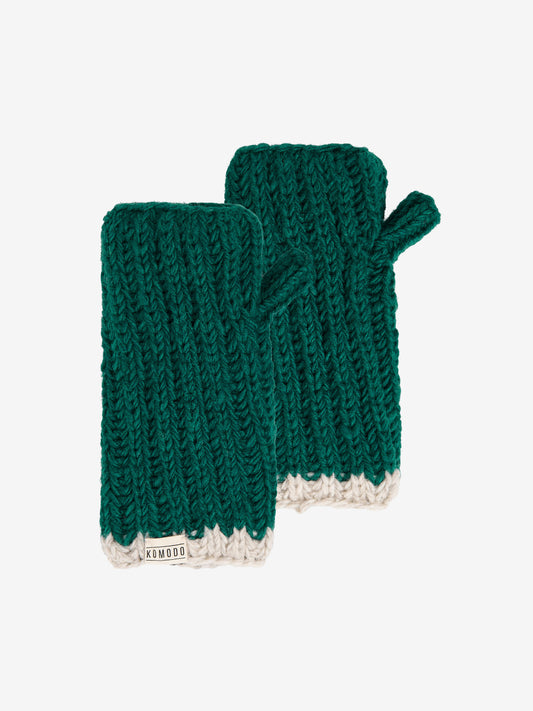 Komodo Rafi Rib Lambswool Mitten - Evergreen