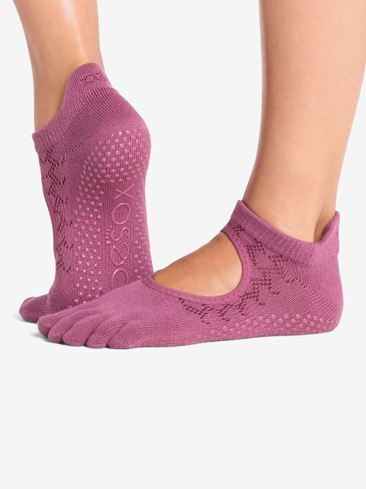 ToeSox Full Toe Bellarina Grip Socks - Bordeaux