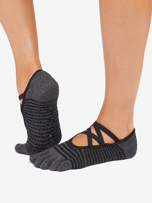 ToeSox Full Toe Elle Grip Socks - Midnight Stripe