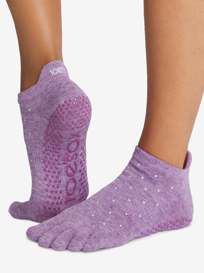 ToeSox Full Toe Low Rise Grip Socks - Violet Twinkle