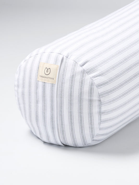Yogamatters Buckwheat Bolster - Grey Ice Stripe