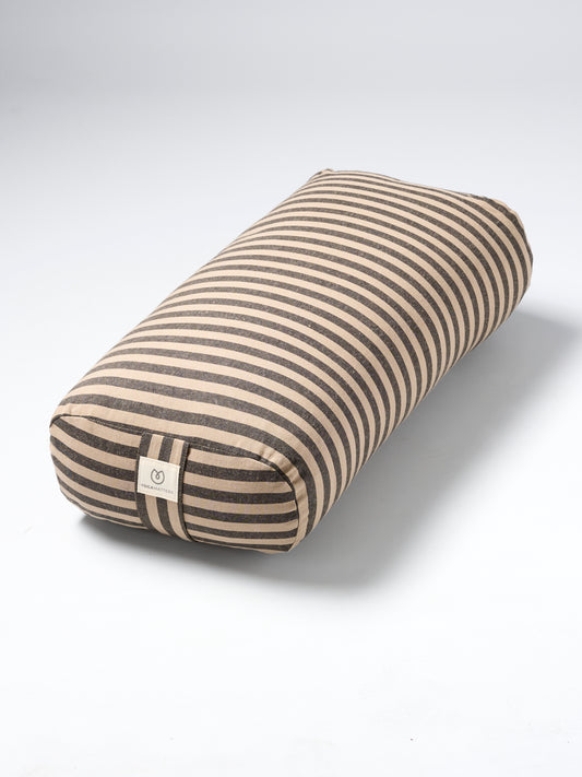Yogamatters Rectangular Bolster - Charcoal & Taupe Stripe