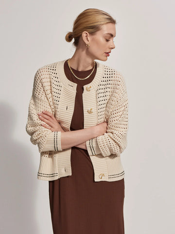 Varley Kris Relaxed Fit Knit Jacket - Birch