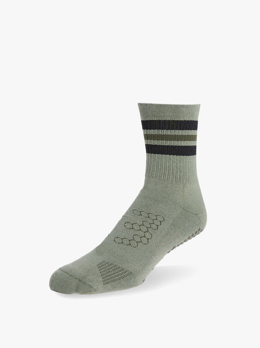 Base 33 Crew Grip Socks - Olive Stripe