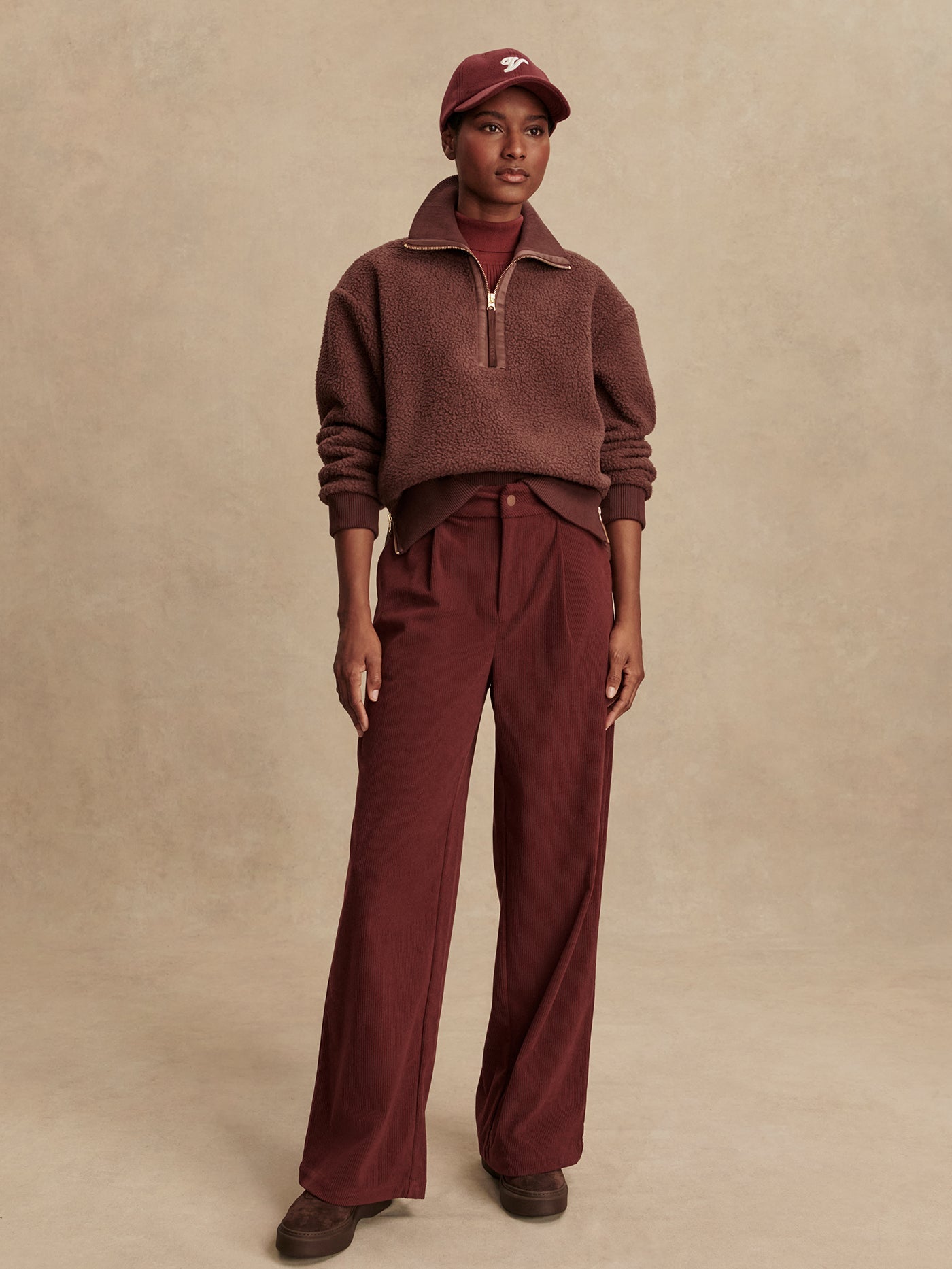 Varley Roselle Half Zip Fleece - Deep Mahogany