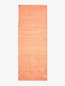 Front view of an orange textured yoga mat by Jade Yoga, eco-friendly, non-slip surface, premium design, studio quality, fitness accessory, shot on a white background.