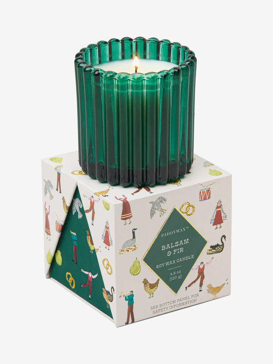 Paddywax Ribbed Glass Candle - Balsam Fir