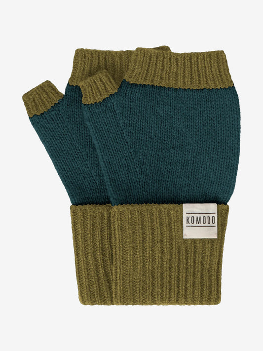 Komodo Wren Merino Wool Gloves - Green/Navy