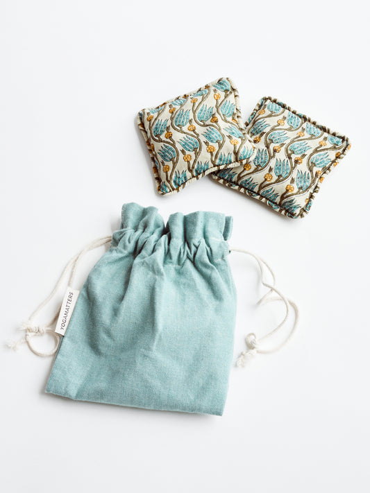 Yogamatters Block Print Pair of Square Hand Pillows - Peace Lily