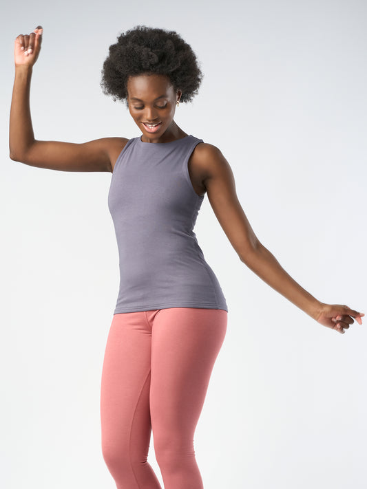 Gossypium Twist Yoga Vest - Ash Grey