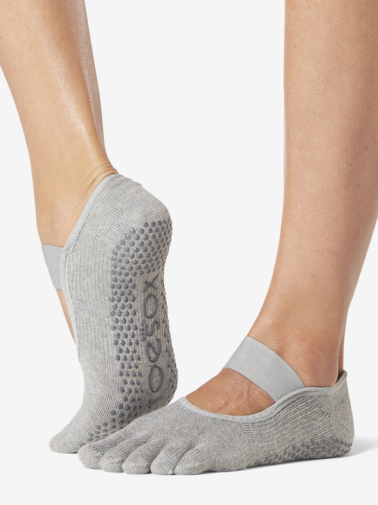 Toesox Full Toe Mia Grip Socks - Heather Grey