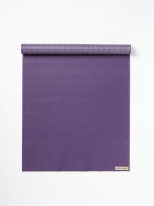 Purple JadeYoga mat product photo, textured grip, eco-friendly material, studio equipment, front view with brand logo visible at the bottom right corner.