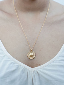 Goddess Charms Sun God Pendant Necklace - Gold