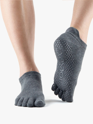 ToeSox Grip Full Toe Low Rise - Charcoal Grey