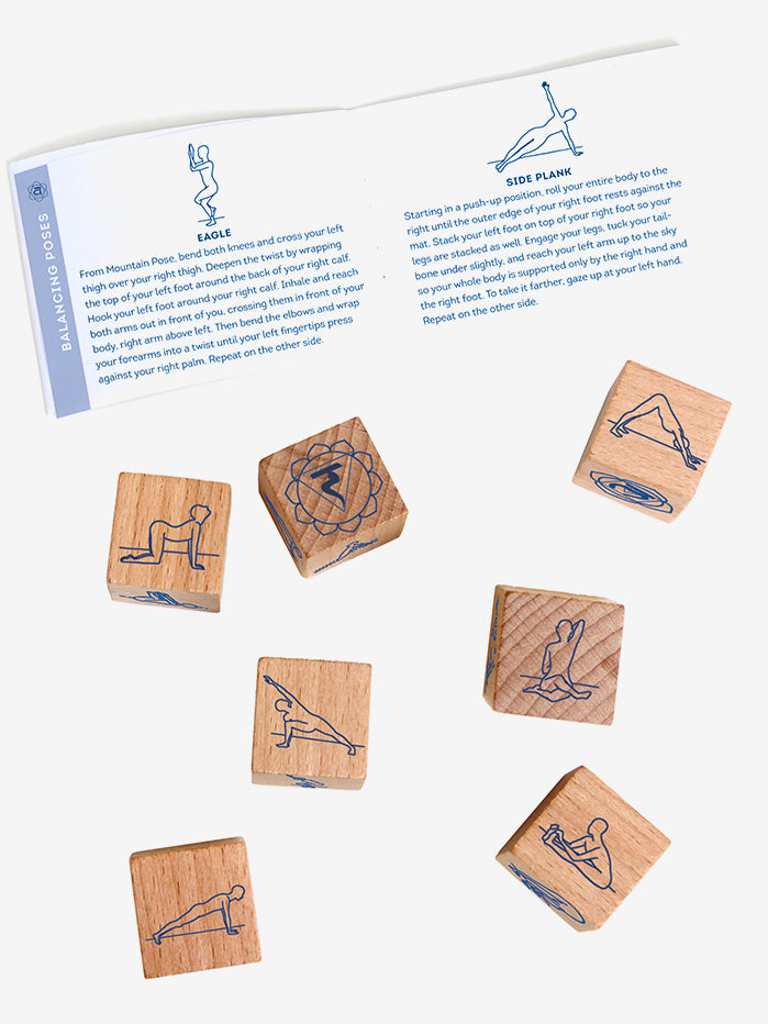 Yoga Dice - seven wooden dice with a range of yoga poses – Yogamatters