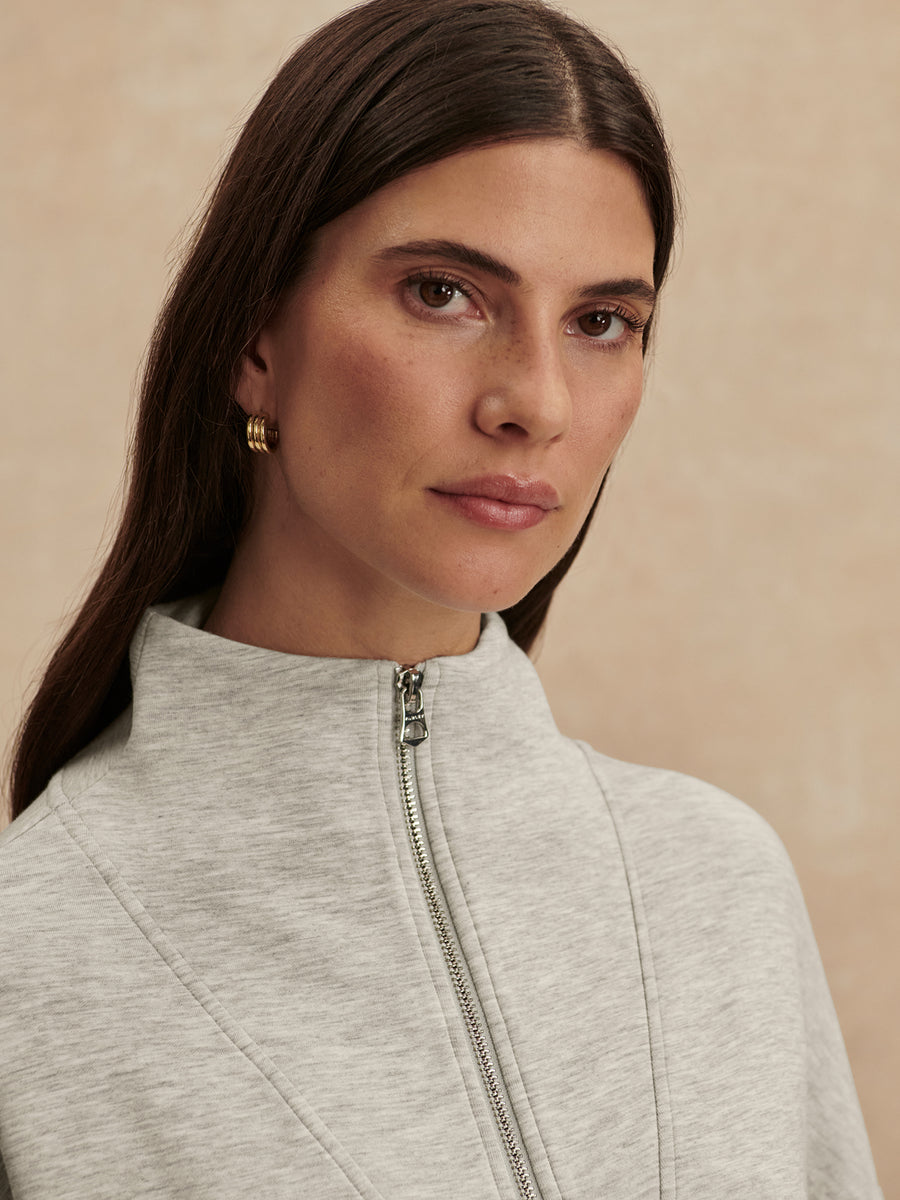 Varley Hawley Half Zip Sweat - Light Grey Marl