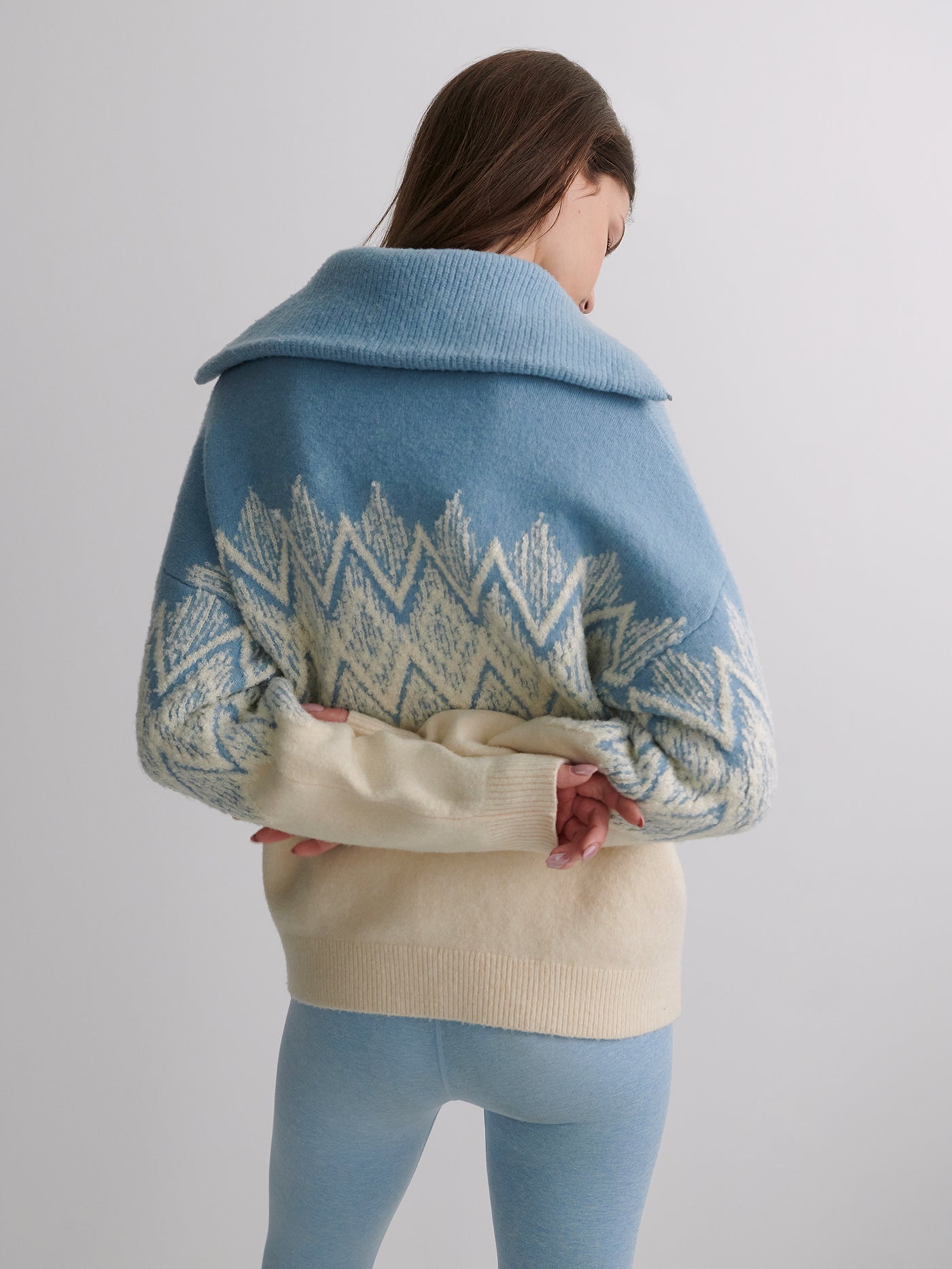 Varley Hedda Fairisle Half Zip - Ashley Blue