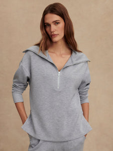 Varley Larson Half Zip Sweat - Mid Blue Marl