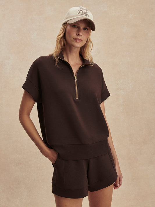 Varley Ritchie Short Sleeve Sweat - Coffee Bean