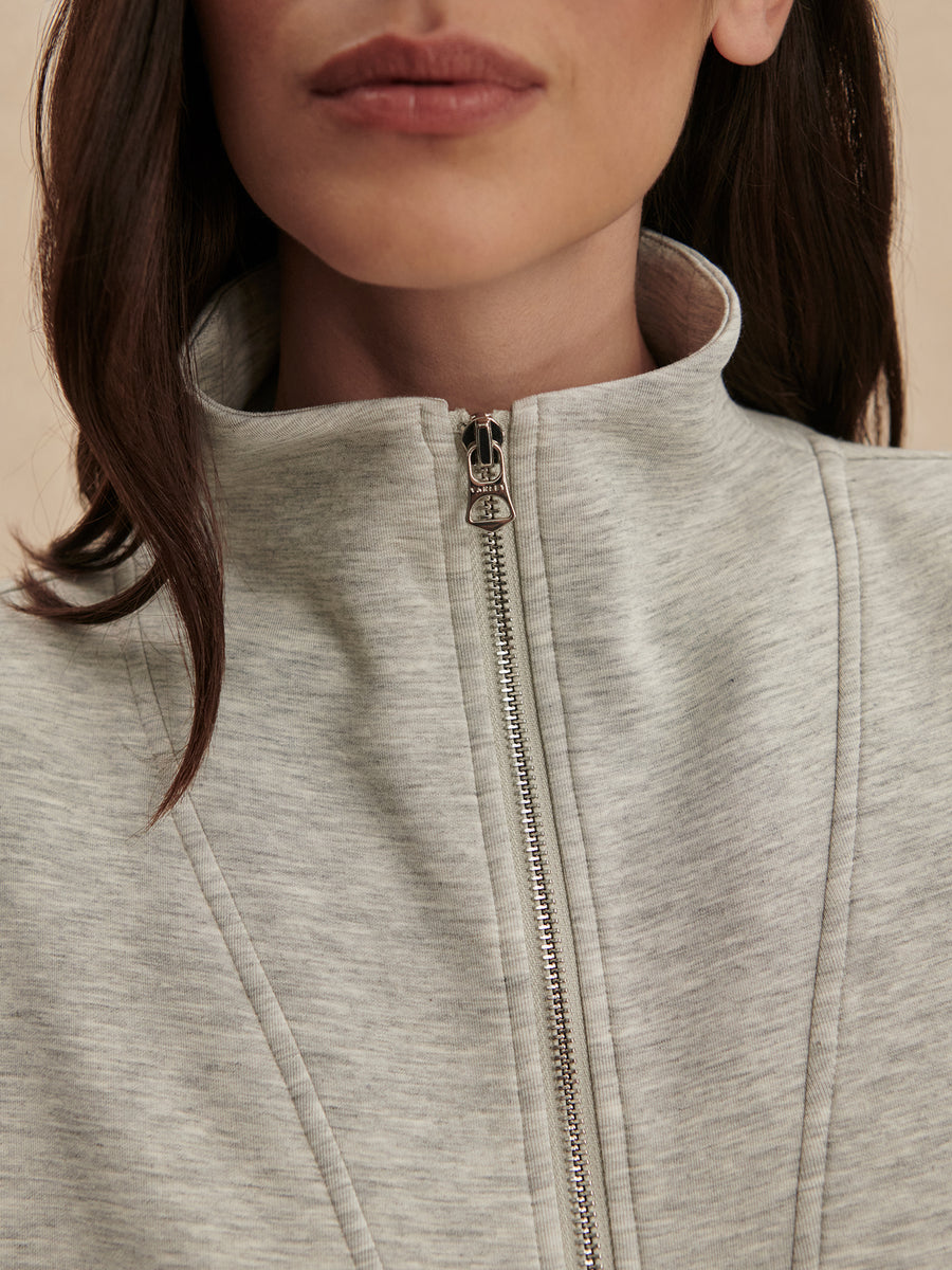 Varley Arlene Zip Through Sweat - Light Grey Marl