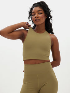 Girlfriend Collective Dylan Crop Bra - Artichoke