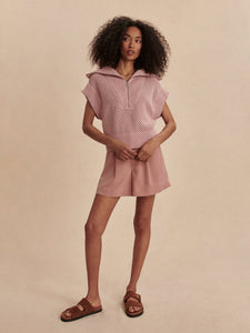 Varley Mila Half Zip Knit - Pale Mauve