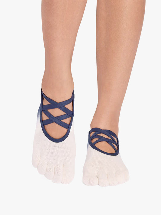 ToeSox Full Toe Elle Grip Socks - Indigo Ombre