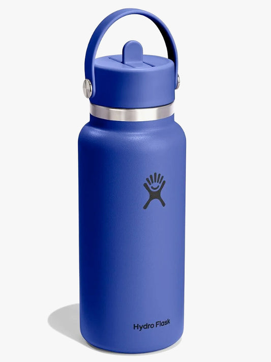 Hydro Flask 946ml (32oz) Wide Mouth Flex Straw Bottle - Capri Blue