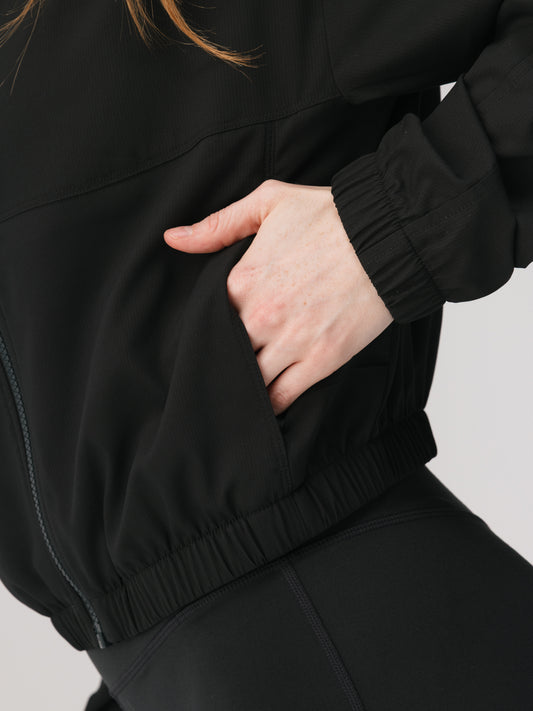 Girlfriend Collective Miller Zip Up Track Jacket - Black