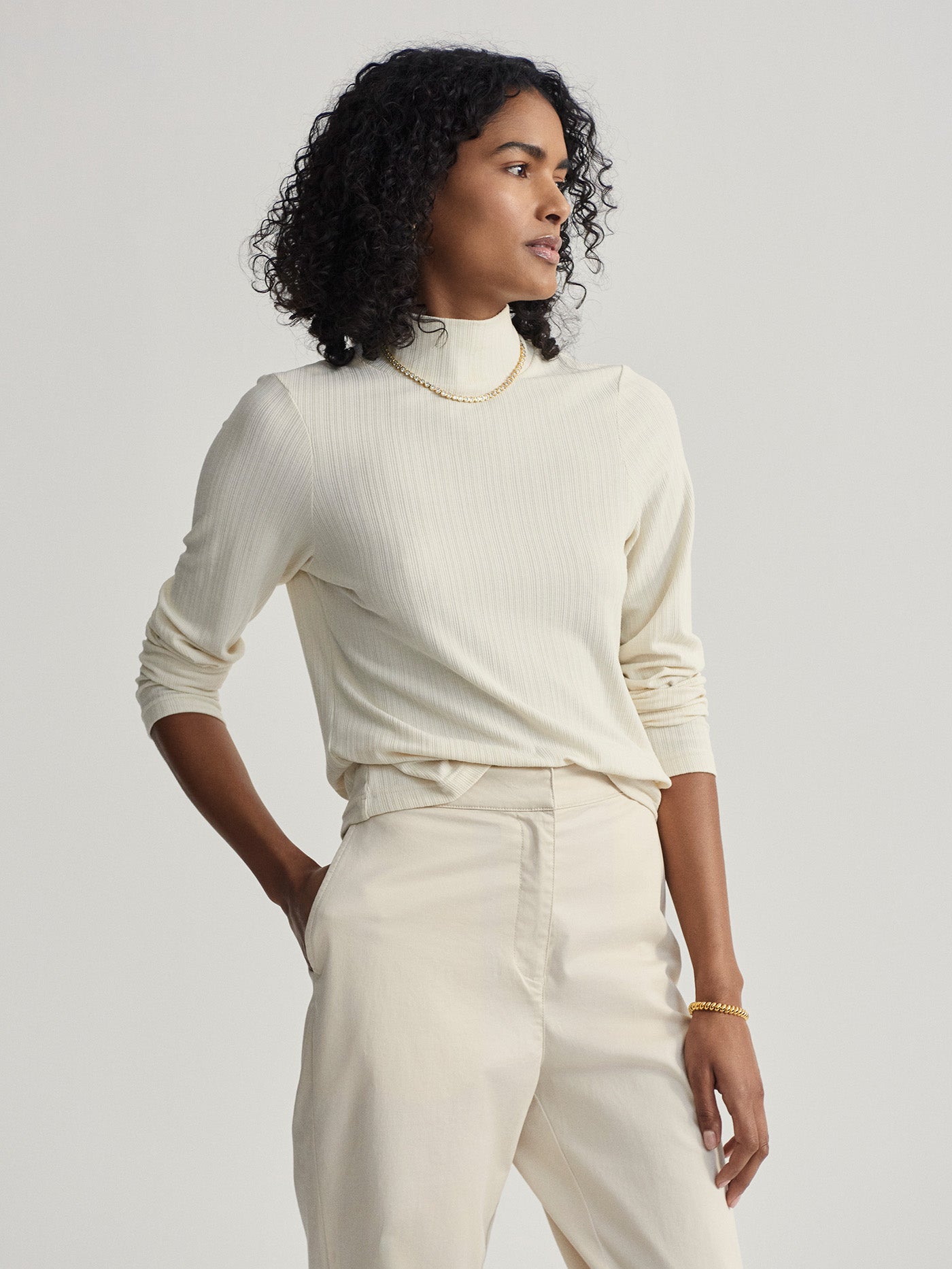 Varley Astrid Fitted Long Sleeve Tee - Birch