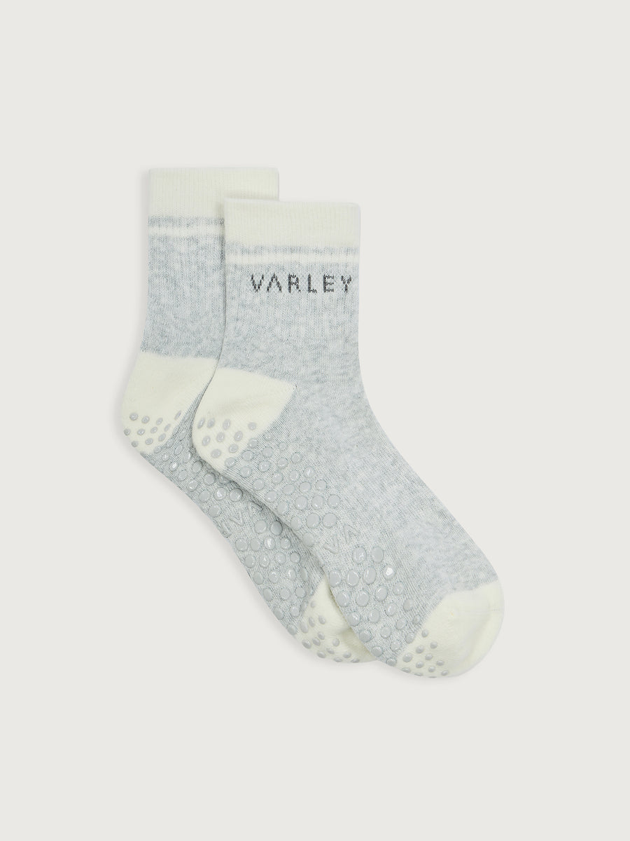 Varley Grayson Half Crew Grip Sock - Light Grey Marl