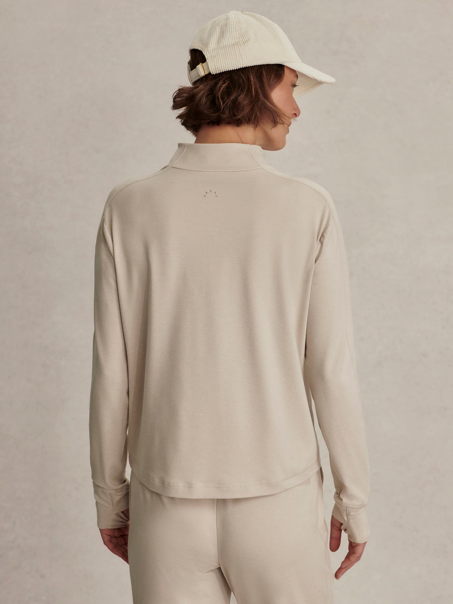 Varley Lamia Half Zip Sweat - Pebble Marl