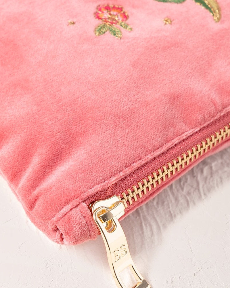 Elizabeth Scarlett Velvet Mini Pouch - Wild Zebra Palm