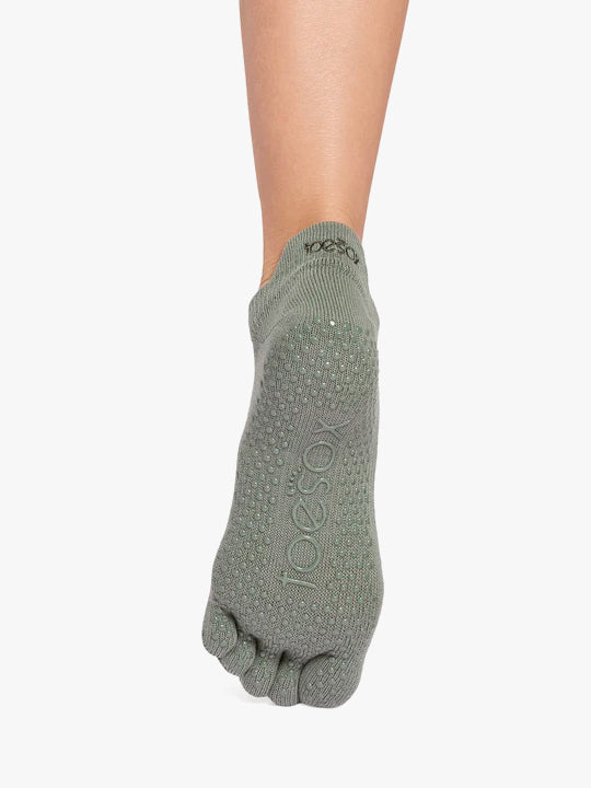 ToeSox Full Toe Low Rise Grip Socks - Ivy Field