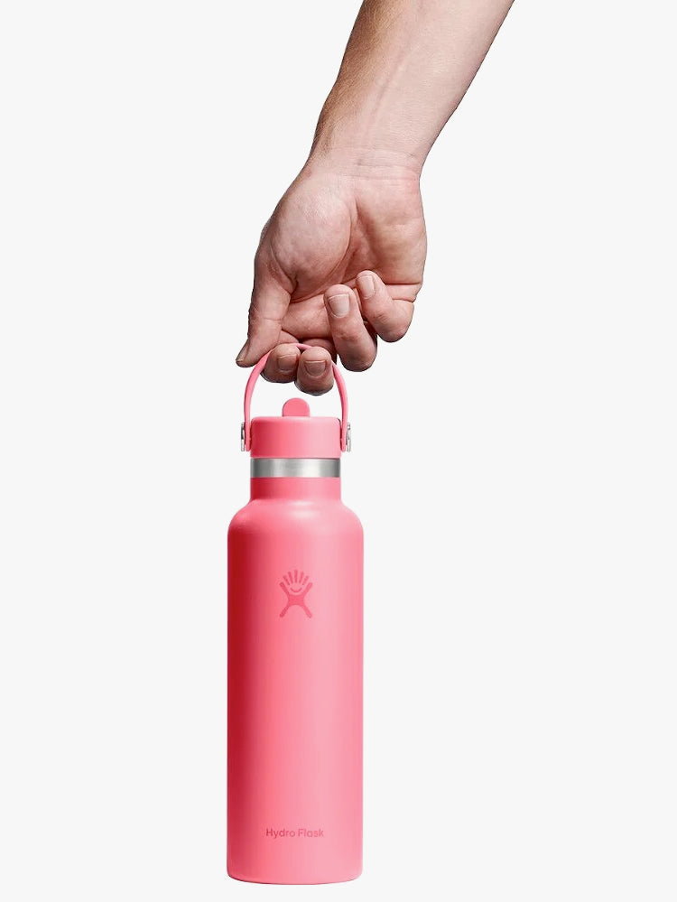 Hydro Flask 621ml (21oz) Standard Mouth Bottle with Flex Straw Cap - Popstar Pink