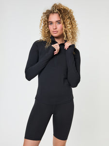 Girlfriend Collective Reset Long Sleeve Mock Neck Half Zip - Black