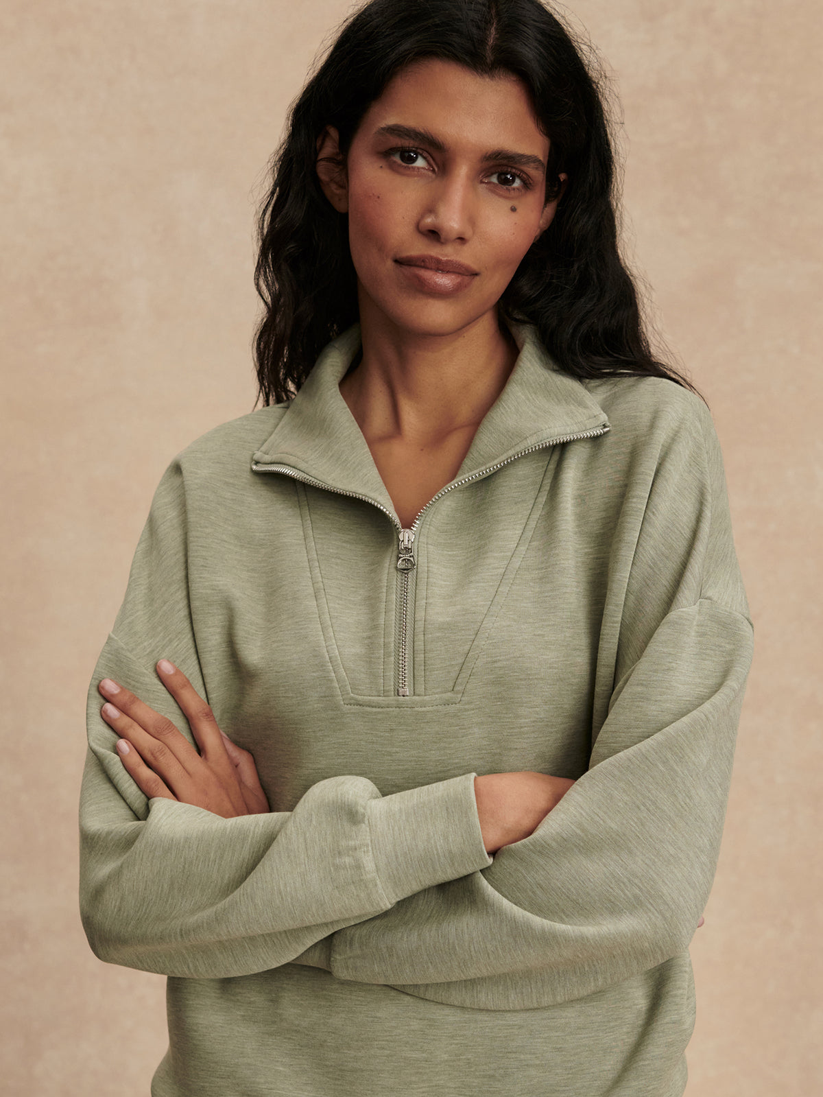 Varley Hawley Half Zip Sweat - Shadow Marl
